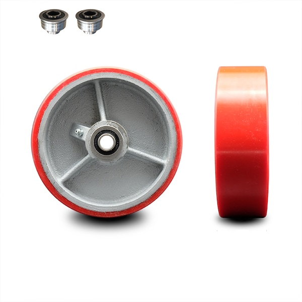 SCC-6" Red Poly on Cast Iron Wheel Only w/Ball Bearing-1/2" Bore-1200 lbs Cpty